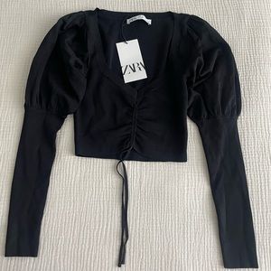 Zara NWT cropped knit long sleeve